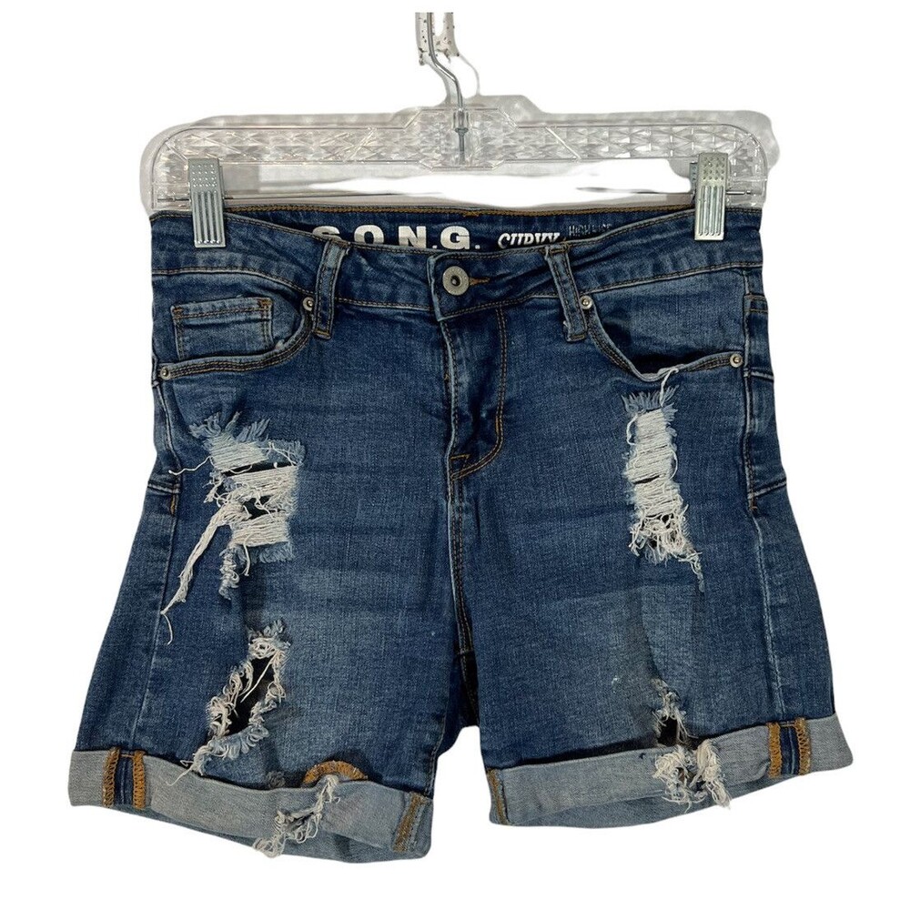 S.O.N.G High Rise Curvy Women's Denim Shorts with Stretch - Size 5